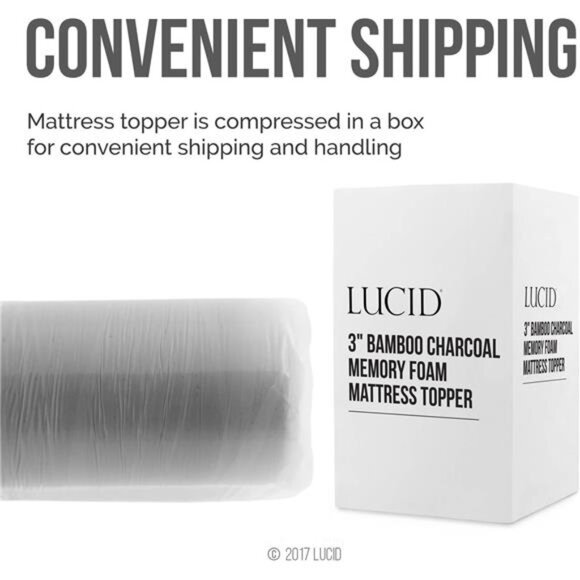 New 3 Inch Ventilated Bamboo Charcoal Memory Foam Mattress Topper - Twin XL - Picture 6 of 7